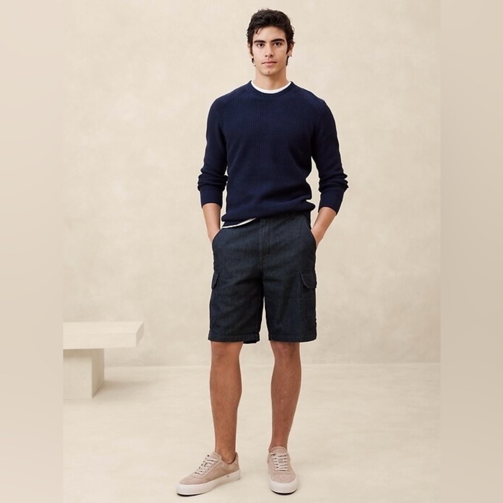 Banana Republic Y2K Surplus Cargo Short Baggy Navy Blue Size 30” NWT